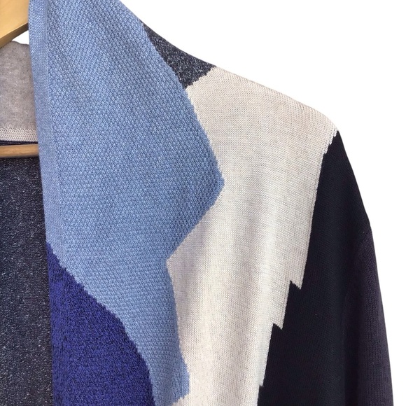 Nic + Zoe Textured Colorblock Open Cardigan Sweater Blue/Gray - Picture 7 of 10